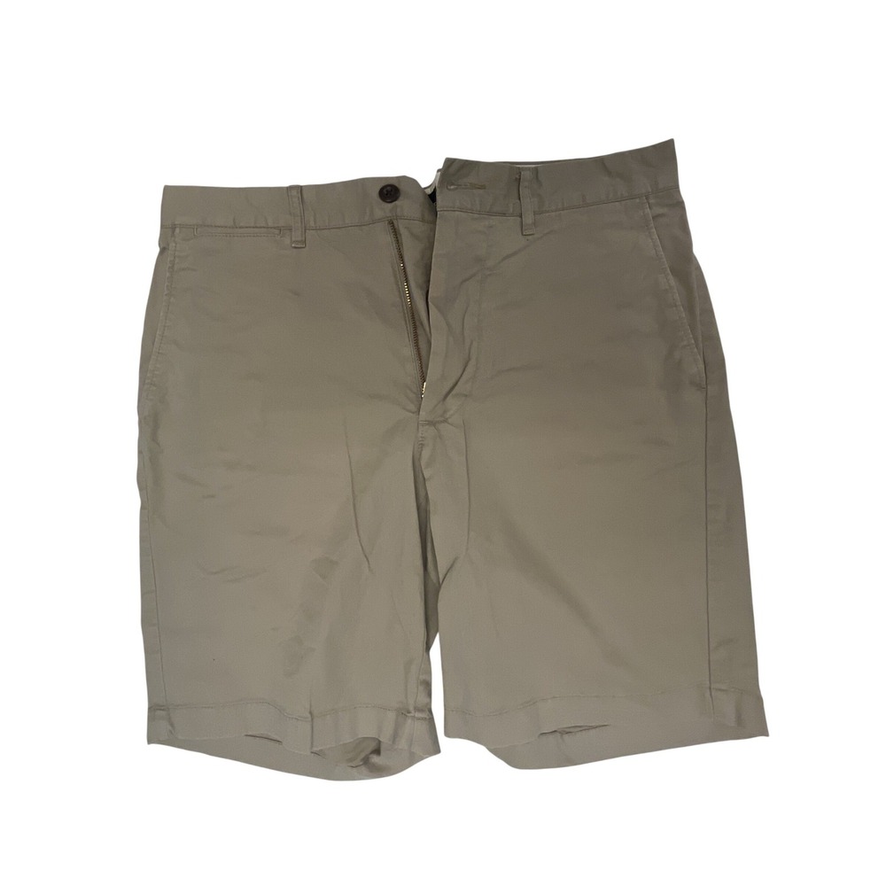J.Crew Mens Re-Imagined Chino Shorts Khaki Tan Stretch Cotton 32 Waist 9 Inseam